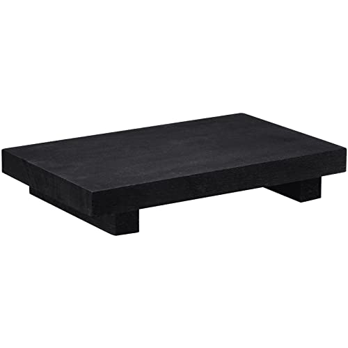Nuogo Wood Riser Tray Soap, Stand Soap Tray for Kitchen Sink, Wood Pedestal for Kitchen Counter Sink Stand Decorative Rustic Bathroom Dishes Plant Bottles Candles Display(12 x 7 Inch,Black) - color: Black, size: 12 x 7 Inch