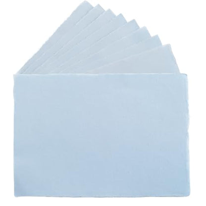 Wanderings 50 Pack Blue A6 Handmade Deckled Edge Cotton Paper - 4x6 - Cold Pressed Texture - Paint, Watercolor, Writing, Printer - Cards, Wedding Invitations, Menus, Arts and Crafts. 150gsm - color: Blue, size: A6