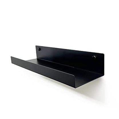 Mitus Floating Display Shelf - Wall Mounted - Modern Industrial Metal Channel Ledge Black, 12 inch - color: Black, size: 12 in