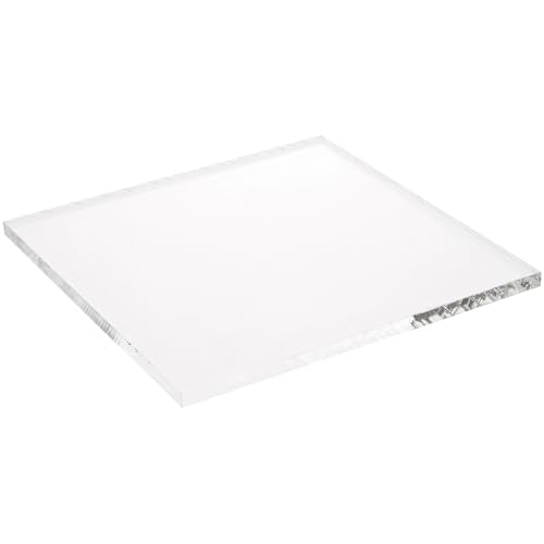 Plymor Clear Acrylic Square Standard-Edge Display Base, 5" W x 5" D x 0.25" H, Pack of 2 - size: 5" x 5" x 0.25"