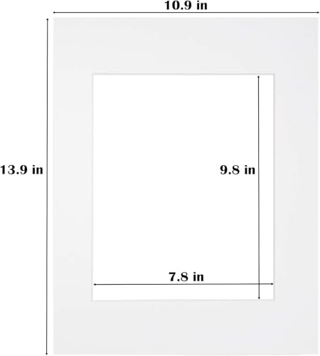 Egofine 11x14 White Picture Mats Pack of 11, Frame Mattes for 8x10 Pictures, Acid Free, 1.2mm Thickness, with Core Bevel Cut - color: White-11"x14" for Photos 8"x10" Pack of 11