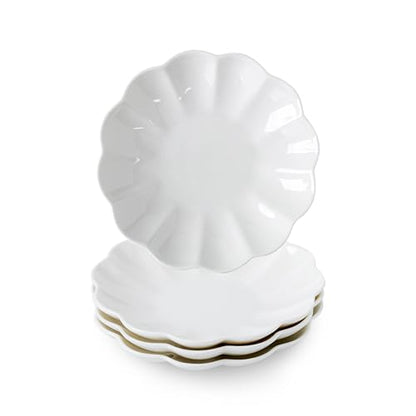 White Small Dessert Plates Set of 4,Ceramic Dinner Plates 6 Inch for Appetizer, Fruits, Cake, Salad,Microwave Safe,Christmas Gift - color: White-1