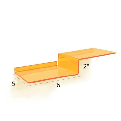 SetGame 2-Pack Acrylic Shelves Z-Shaped Display Stand Wall Mounted, 12 Inch Wall Storage Organizer for Toys, Books, Plants, Photos Album, Suit for Office, Living Room, Room Decor (Orange) - color: Orange