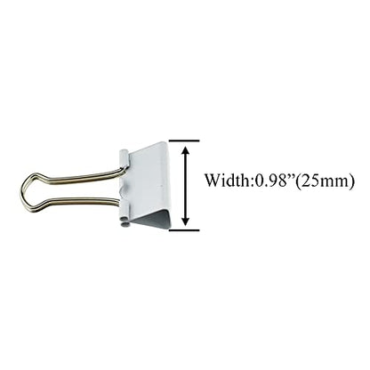 HAHIYO Binder Clips Paper Clamps Spring Steel Sturdy 0.98 inches Width 0.31 Inch Capacity No Sharp Edges Heavy Duty Tight Grip Reusable White Metal Bright Finish for Home Office School 25 Pack - size: White0.98in-25P