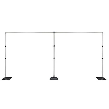 Pipe and Drape Backdrop Photobooth Wedding Party Convention Tradeshow Kit Framework ONLY (10x20ADJ (18"x18" Base)) Upgraded Version - size: 10x20ADJ (18"x18" BASE)