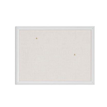 U Brands Bulletin Board, 18 x 24 Inch Linen Fabric Pin Board, Farmhouse White Wood Style Frame, Wall Message Center & Vision Board for Farmhouse Decor, Home Office, Classroom, Includes Push Pins - style: 24"x18" Natural Linen
