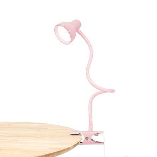 LiFMIRA Pink Small Desk Lamp Clip on Reading Light for Bed 3 Colors 10 Brightness Dimmable Flexible Gooseneck Clip on Light for Bed Headboard College Dorm Room - color: Pink