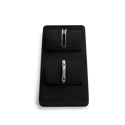 Oirlv Premium Black Microfiber Jewelry Display Tray Jewelry Display Set for Selling Small Jewelry Tray with 2 Pillow Bracelet Display Holder(TT07008) - size: 2 bracelet/bangle tray