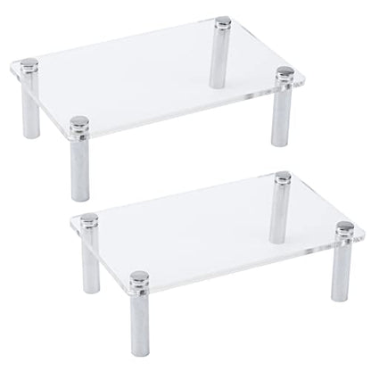 MY MIRONEY 2PCS Acrylic Display Stands Clear Display Shelf Cupcake Display Riser Makeup Holder for Decoration and Organizer(5.91" x 3.54" x 1.97") - size: 5.91" x 3.54" x 1.97"