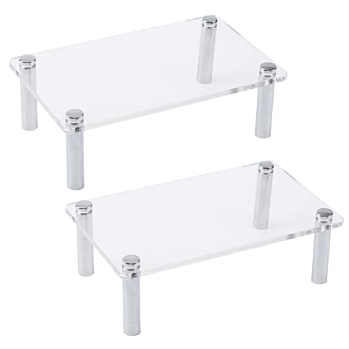 MY MIRONEY 2PCS Acrylic Display Stands Clear Display Shelf Cupcake Display Riser Makeup Holder for Decoration and Organizer(5.91" x 3.54" x 1.97") - size: 5.91" x 3.54" x 1.97"