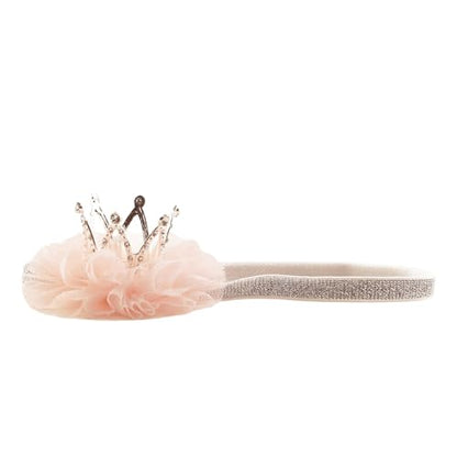 Nishine 1.3"x1.3" Mini Baby Girl Tulle Crown Headband Toddler Princess Crown Tiaras Birthday Photography (Silver, Elastic) - color: Silver