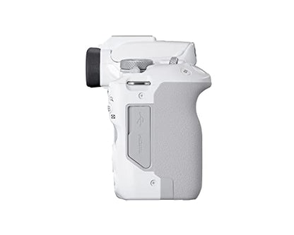 Canon EOS R50 Mirrorless Vlogging Camera (Body Only/White), RF Mount, 24.2 MP, 4K Video, DIGIC X Image Processor, Subject Detection & Tracking, Compact, Smartphone Connection, Content Creator - color: White, style: EOS R50 Body Only