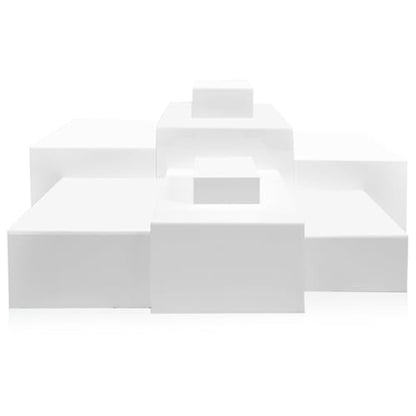 8 Pack Acrylic Risers for Display - Decorative Display Risers - White Acrylic Cubes with Hollow Bottoms