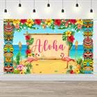 AIBIIN Summer Hawaiian Backdrop Hawaiian Aloha Party Decoration Luau Beach Banner Tropical Flamingo Pool Beach Party Decoration for Tiki Themed Photo Props Supplies 7x5ft - color: Aloha, size: 7x5ft