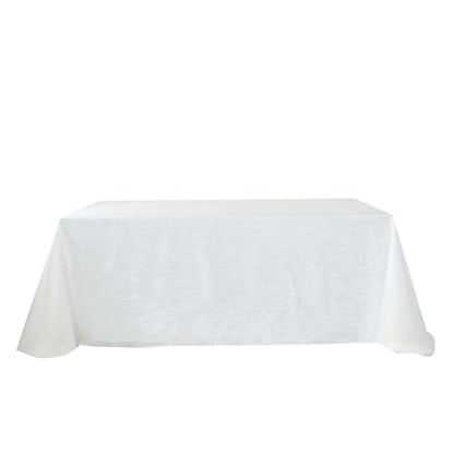 Efavormart 90x132 White Premium Faux Linen Rectangular Tablecloth | Wrinkle Free Tablecloth - color: White, size: 132" x 90" (Rectangular)