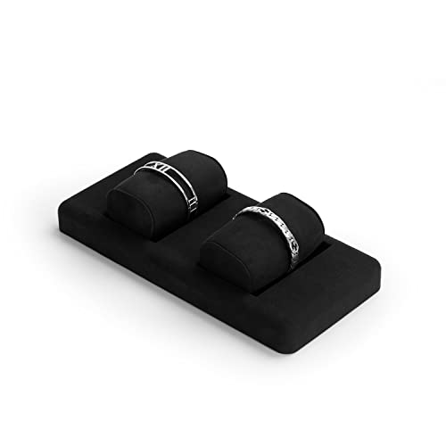 Oirlv Premium Black Microfiber Jewelry Display Tray Jewelry Display Set for Selling Small Jewelry Tray with 2 Pillow Bracelet Display Holder(TT07008) - size: 2 bracelet/bangle tray