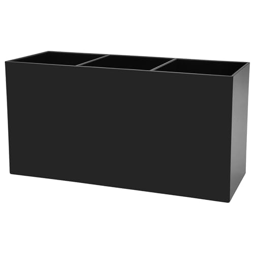 Cerpourt Black Makeup Brush Organizer,Acrylic Cosmetic Brushes Storage Holder with 3 Slots,Pencil Pen Holder for Desk,Desk Organizer and Accessories for Vanity - color: Black