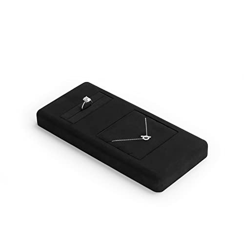 Oirlv Premium Black Microfiber Jewelry Display Tray Jewelry Display Set for Selling Showcase Jewelry Display Holder Small Jewelry Organizer Tray(TT07007) - size: Necklace+ring tray