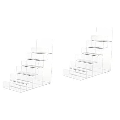 DOITOOL 2Pack 6- Tier Acrylic Wallet Display Stand Holder, Clear Handbag Purse Display Stand Jewelry Display Riser Purse Handbag Organizer