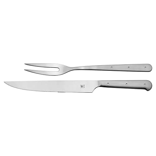 ZWILLING Porterhouse 2pc Stainless Steel Carving Knife Set with Fork in Red Presentation Box, Gift Set - color: Stainless Steel, size: 2-pc