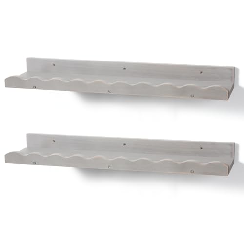 Suzile 2 Pcs Scalloped Shelves Wall Floating Shelves Set for Room, Bathroom, Bedroom, Cute Room Decor Aesthetic and Books, Toys, Photo Frames Storage(23",Gray) - color: Grey, size: 23"