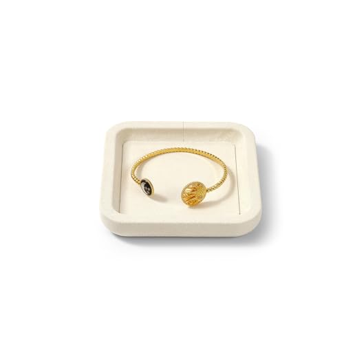Microfiber Jewelry Display Flat Tray for Rings Earrings Necklace Bracelet, Jewelry Photograph Display Catchall Organizer Tray Dish(XS,Beige) - color: Beige, size: 10 * 10 * 1.5cm