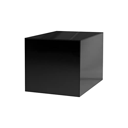 Marketing Holders 5" Acrylic Display Riser Box with One Open Side No Lid Versatile Preassembled Glossy Black Square Lucite Retail Product Platform or Merchandise Storage Bin - color: 5" Black