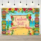 AIBIIN Summer Hawaiian Custom Backdrop Hawaiian Aloha Personalized Party Decoration Luau Beach Banner Tropical Flamingo Pool Beach Party Decoration for Tiki Themed Photo Props Supplies 7x5ft - color: Aloha Custom, size: 7x5ft