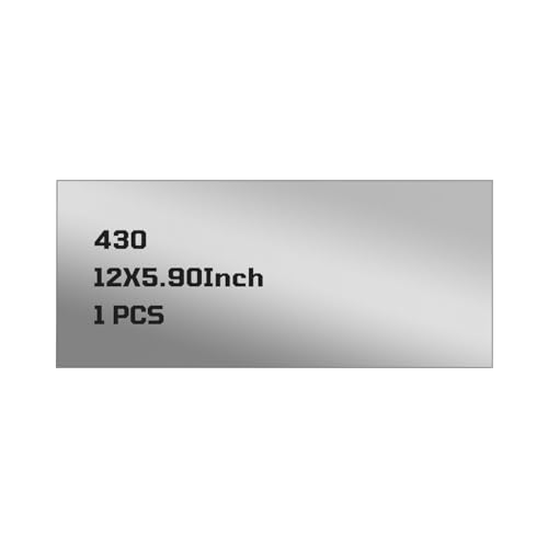 430 Stainless Steel Sheet Metal, 12" x 5.9", 22 Gauge (0.8mm) Stainless Steel Plate, Cut to Size Metal Sheet for Crafts, Kitchen & Office Projects, 1 Pack - size: 12" x 5.9" x 0.03"