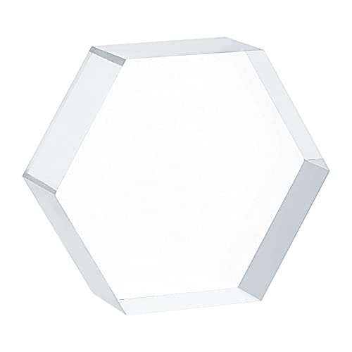 FINGERINSPIRE Clear Polished Acrylic Polygon Display Block, 3" x 2.6" x 1" Hexagon Display Bases Clear Acrylic Display Base for Photography Props Home Collectibles Miniatures Models Garage Kits Decor - color: Hexagon