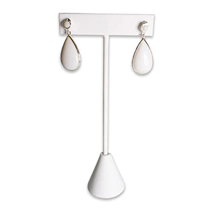 6Pcs Set Earring T Stand Display Set, Jewelry Display Stand for Showroom and Tradeshow Showcase Displays, various materials, 4 1/2 H in; 5 3/4 H in; 6 3/4 H in (White Leatherette) - color: White Leatherette