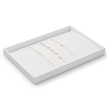 Oirlv Premium White Leather Stackable Jewelry Tray 18 Gird Necklace Bracelet Organizer Showcase Necklace Display Tray - color: White, size: Necklace/Bracelet Tray