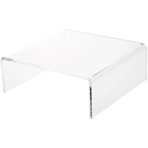 Plymor Clear Acrylic Short Square Display Riser, 3" H x 8" W x 8" D (1/4" thick), Pack of 2 - size: 3" x 8" x 8"