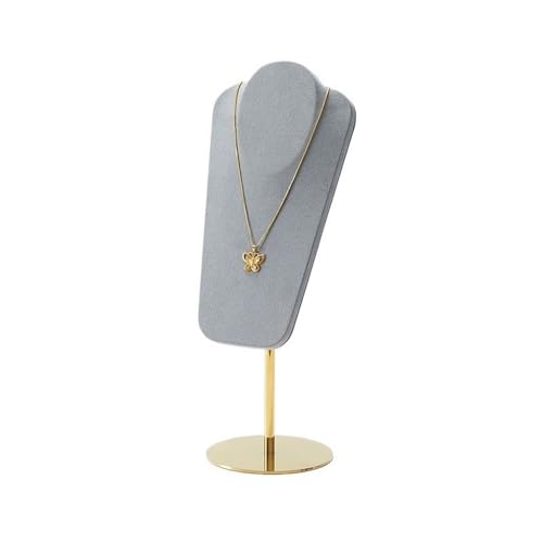 Jewelry Towers Necklace Display Rack Microfiber Jewelry Rack Window Jewelry Shelf Light Luxury Metal Jewelry Display Props Jewellery Stand Display(Gris) - color: Gris