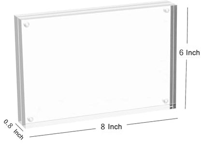 Meetu Acrylic Picture Frame 6x8 Tabletop Photo Frame Magnetic Double Sided Frame Free Standing Desktop for Display Document, Certificate, Photograph, Artwork in Office Room - size: 6x8“(2 Pack)