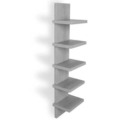 Homaterial 5 Tier Wall Shelf, Floaing Lack Shelf for Storage, Display Shelf Modern Room Home Wall Decor - color: Cement Grey, size: 5 Tier|31" Height