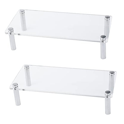 MY MIRONEY 2PCS Acrylic Display Stands Clear Display Shelf Cupcake Display Riser Makeup Holder for Decoration and Organizer(7.87" x 3.54" x 1.97") - size: 7.87" x 3.54" x 1.97"