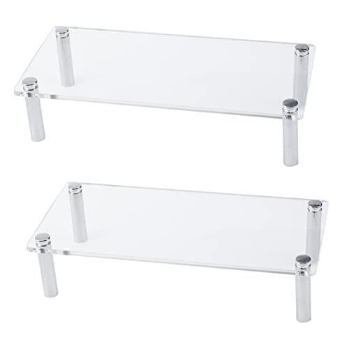 MY MIRONEY 2PCS Acrylic Display Stands Clear Display Shelf Cupcake Display Riser Makeup Holder for Decoration and Organizer(7.87" x 3.54" x 1.97") - size: 7.87" x 3.54" x 1.97"