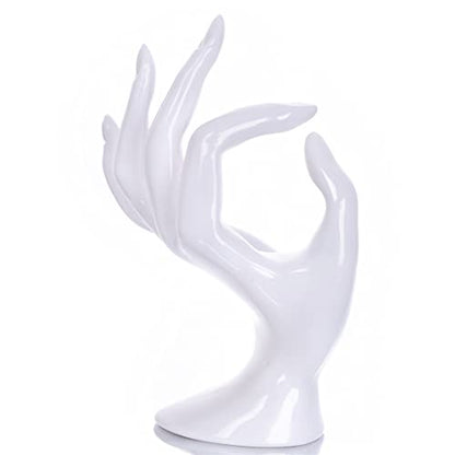 HOMEGOAL Hand Jewelry Holder, Bracelet Ring Watch Jewelry Display Holder Stand, Mannequin Hand, Polyresin, 7 Inch (White) - color: White