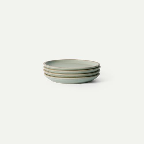 MORA Medium Plates Set of 4, 8.5 inch Ceramic Pottery Salad Plates - Microwave, Oven and Dishwasher Safe - Thyme - color: Thyme