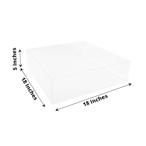Efavormart 18"x18" Clear Acrylic Cake Box Stand, Transparent Display Pedestal Riser with Hollow Bottom, Lucite Cake Support for Weddings, Parties, and Large Scale Special Events - color: Clear, size: Clear18''x18''