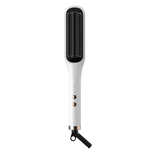 Straight Comb, Negative Ion Straightener, Lazy Curling Iron, Straight Hair Curl, Dual-Purpose Splint Electric Curling Comb (White)…