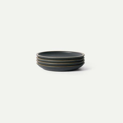MORA Medium Plates Set of 4, 8.5 inch Ceramic Pottery Salad Plates - Microwave, Oven and Dishwasher Safe - Liquorice - color: Liquorice