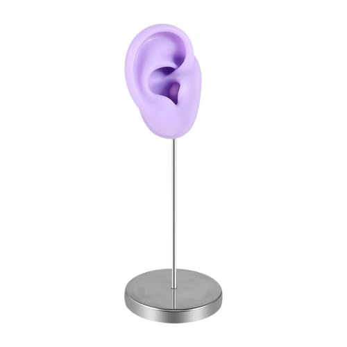 Silicone Ear Model Body Part,Jewelry Rack Teaching Tool Prop Organizer Earring Display Stand Holder for Photography Shows , Purple Right