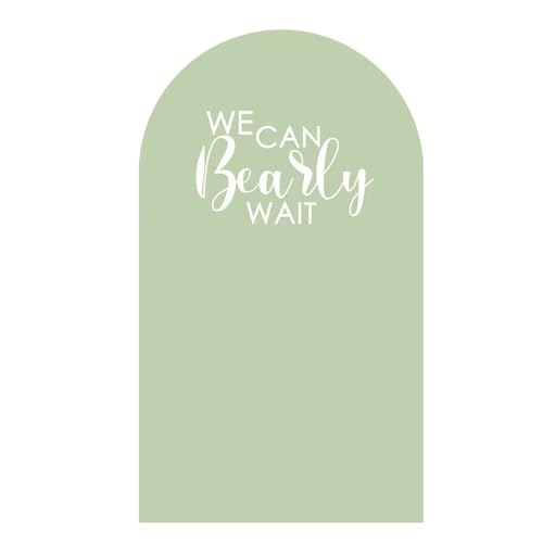 Arch Backdrop Covers Light Green Birthday Party Decorations We Can Bearly Wait Arched Stand Spandex Fabric Cover for Baby Shower Parties Decor (2.2x5FT) - color: Kp-gx-2359, size: 2.2ftx5ft (Only Cover)