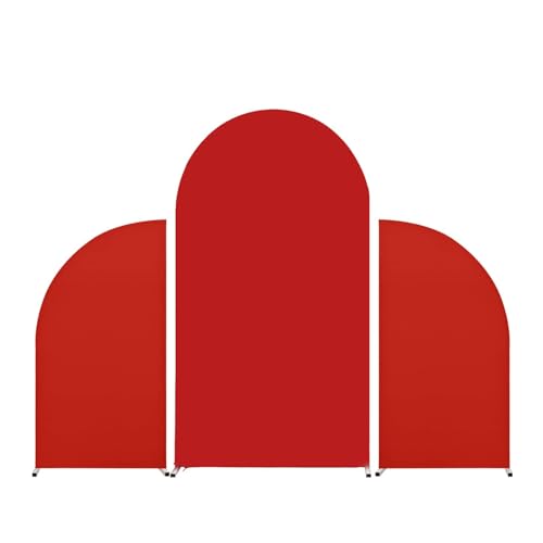 Set of 3 Wedding Arch Backdrop Cover - High Elasticity Fitted Round Top and Half Moon Double Sided Backdrop for Wedding Baby Shower Birthday Decoration (5ft 7.2ft 5ft) - color: Red