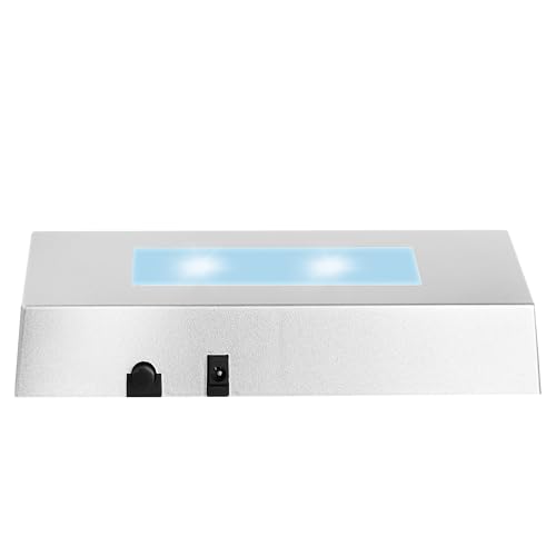 EUSTUMA LED Light Base Rectangle Display Stand In A Variety of Colors,Lighted Up Stand Color Changing Small LED for 3D Glass Crystal Art,Holiday Party Decoration. (Silver, Medium) - color: Silver, size: Medium