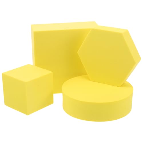4pcs Posing Blocks for Photography - Foam Blocks Set for Jewelry Cosmetics Product Photography Display and Event Decoration - Display Riser Stands - color: Yellow