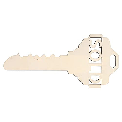 Wooden Key Shaped Pendant, 40x19cm, DIY Photo Props for Home and Outdoor Decor, Ideal for Wedding and Birthday Party
