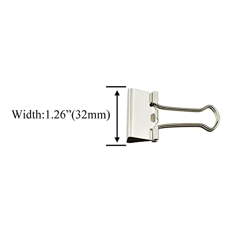 HAHIYO Binder Clips Paper Clamps Spring Steel Sturdy Medium 1.26 inches Width 0.39 Inch Capacity No Sharp Edges Heavy Duty Tight Grip Reusable Silver Metal Bright Finish for Home Office School 13 Pack - size: Silver1.26in-13P